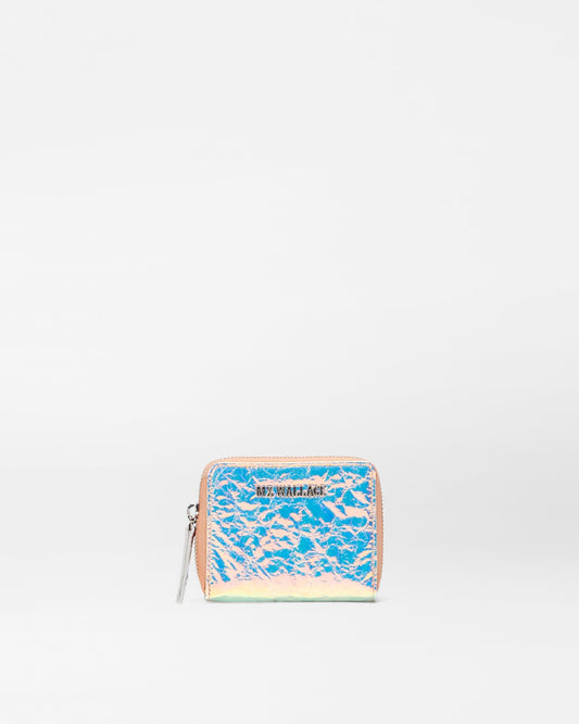 Pink Opal Leather Small Zip Round Wallet