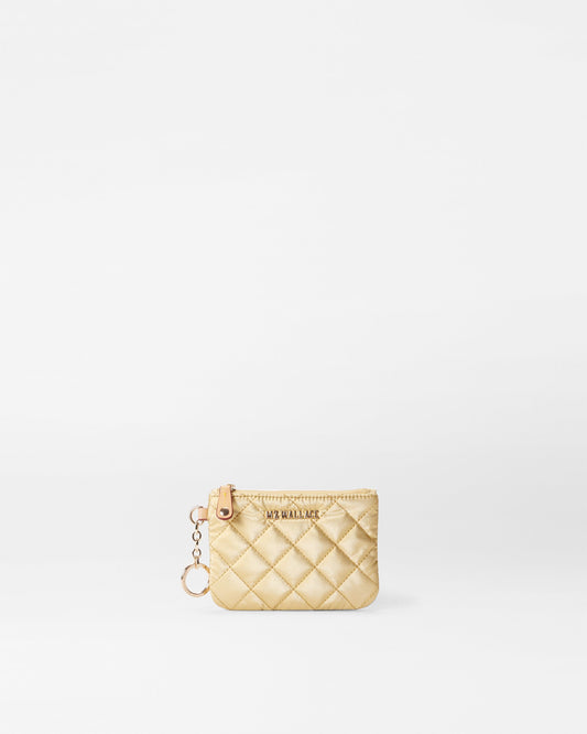 Light Gold Pearl Metallic Flat Metro Key Pouch