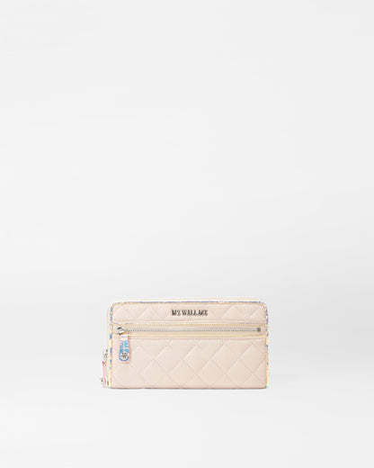 Mushroom/Pink Opal Leather Crosby Long Wallet