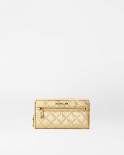 Light Gold Pearl Metallic Long Crosby Wallet