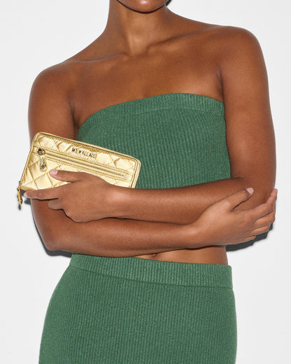 Light Gold Pearl Metallic Long Crosby Wallet