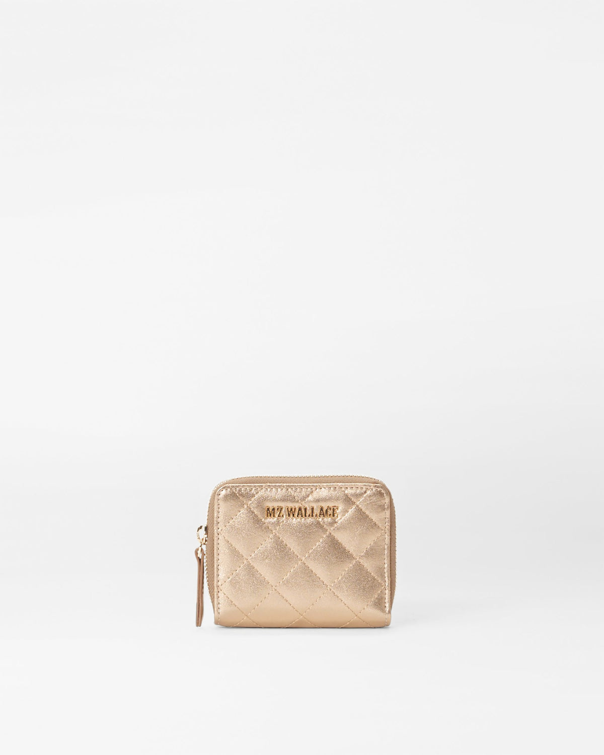 Honey Metallic Leather Small Zip Round Wallet
