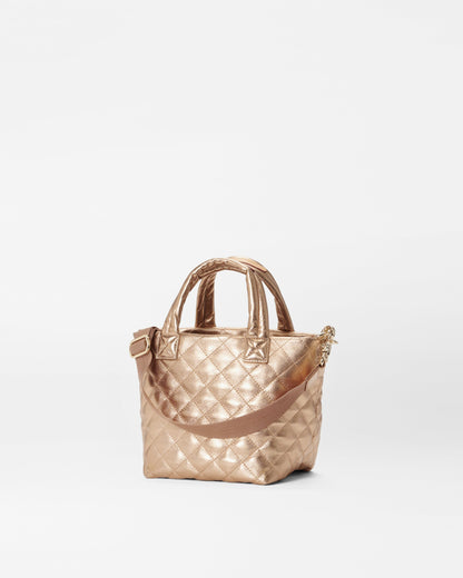 Honey Metallic Leather Micro Metro Tote Deluxe