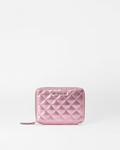 Rose Metallic Leather Passport Organizer