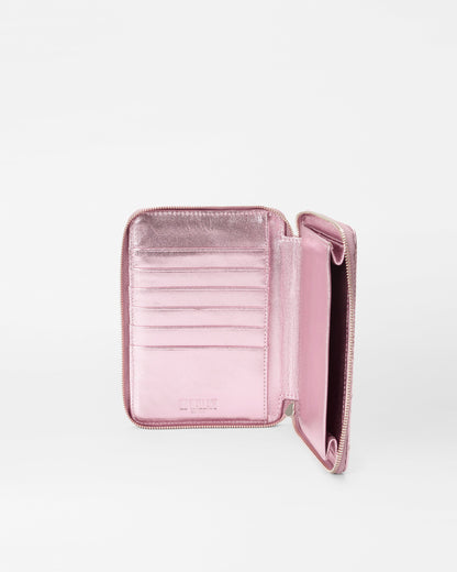 Rose Metallic Leather Passport Organizer