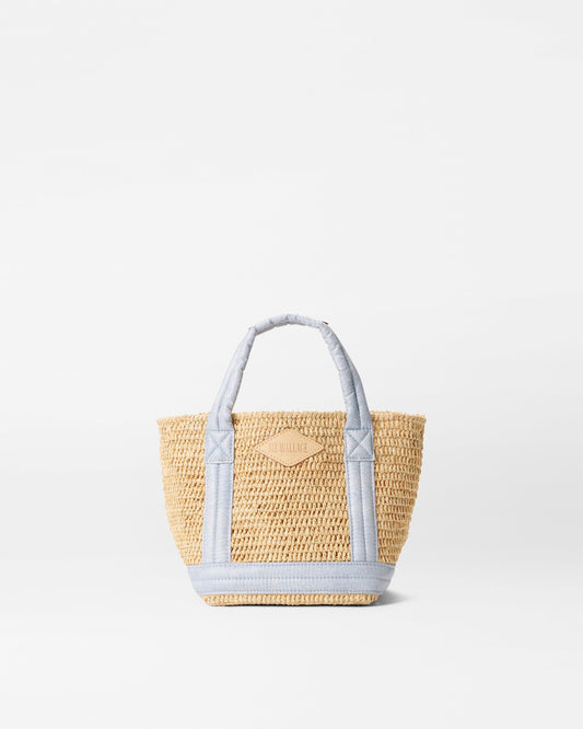 Raffia/Chambray Mini Raffia Tote