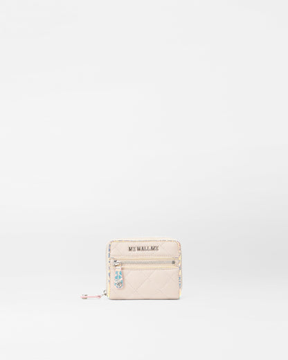 Mushroom/Pink Opal Leather Small Crosby Wallet