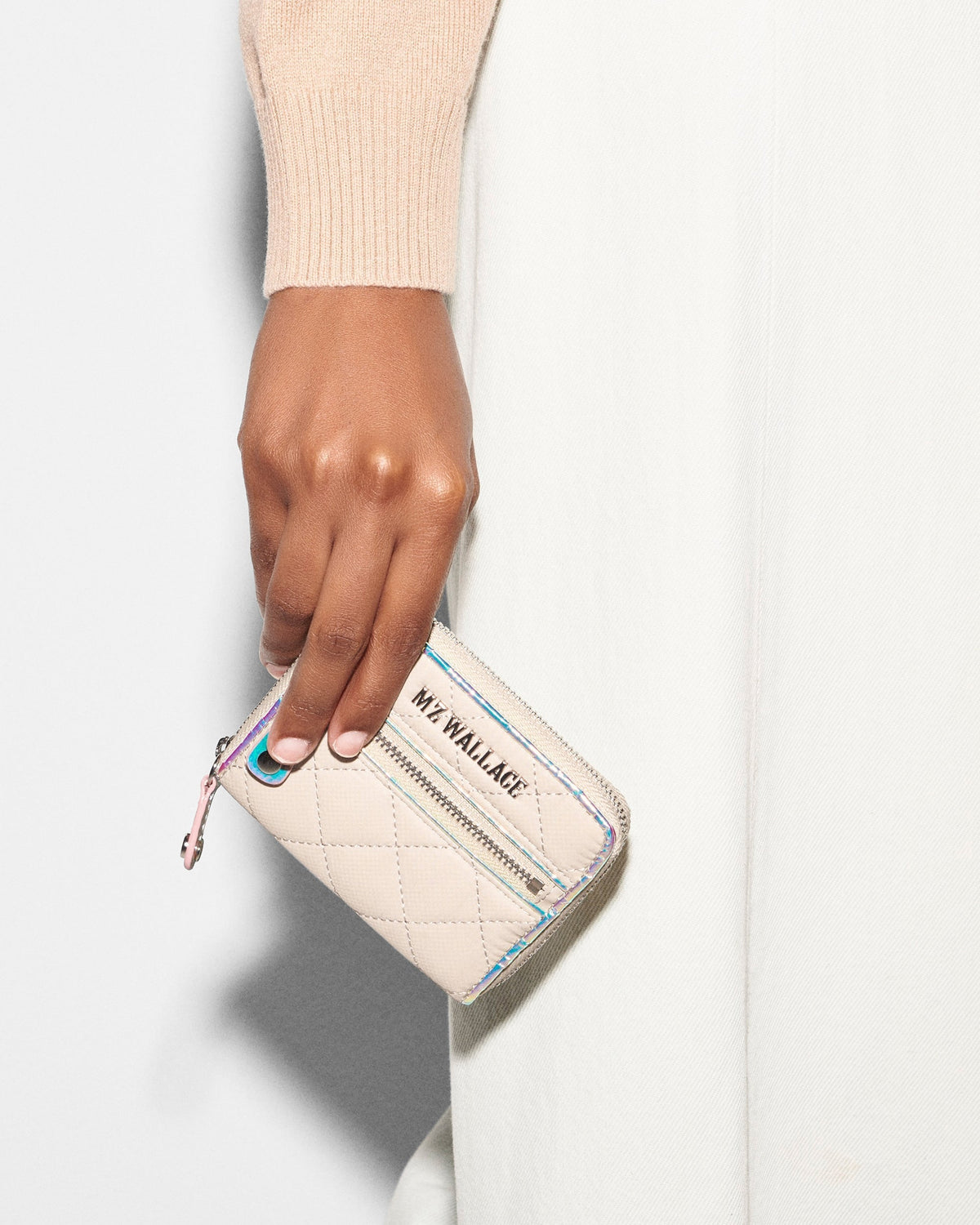 Mushroom/Pink Opal Leather Small Crosby Wallet