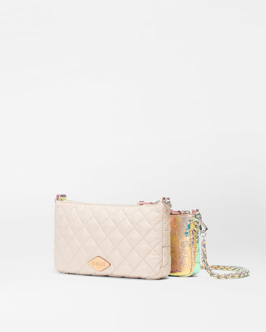 Mushroom/Pink Opal Leather Crosby Convertible Crossbody
