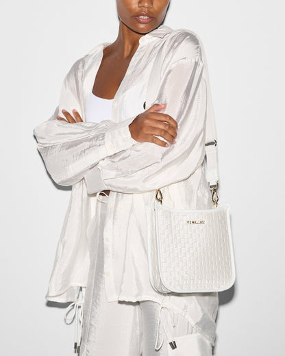 Pearl Metallic Small Woven Box Crossbody